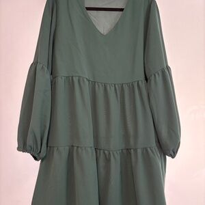 🌿 Green Tiered Baby Doll Dress - Size XL